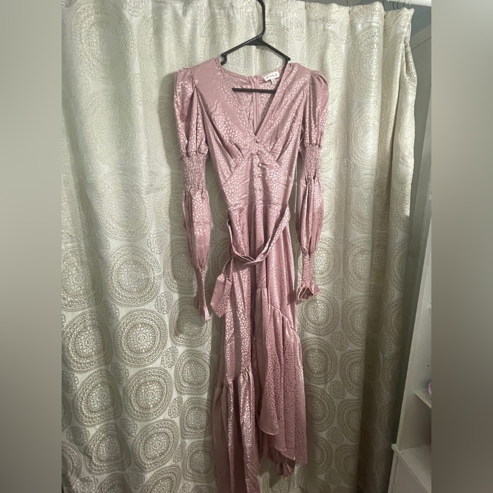 Elegant Long Sleeve Pink Dress
